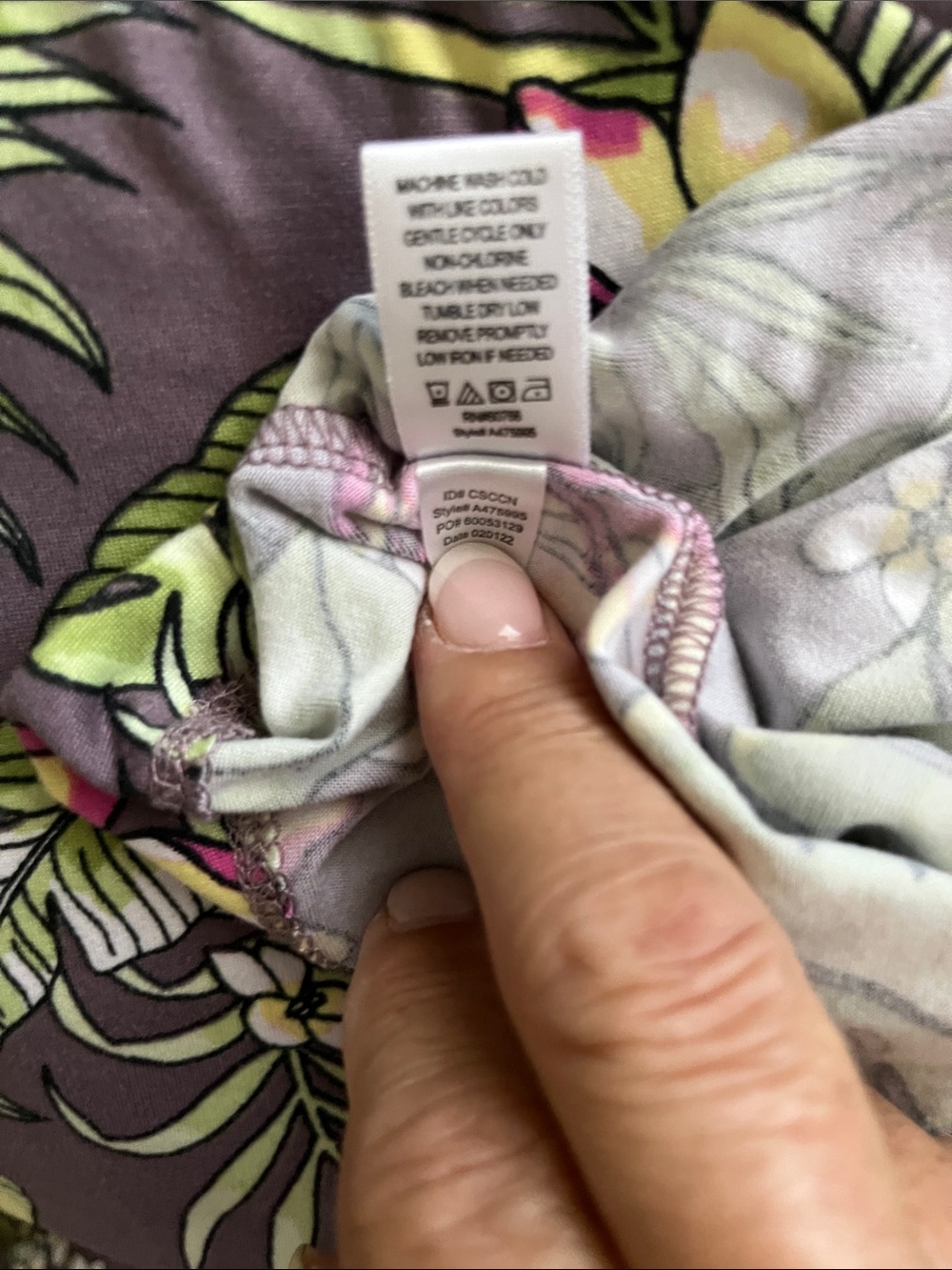 Sleeveless Tropical Floral Jumpsuit in Gray with Pink & Green - Picture 6 of 8
